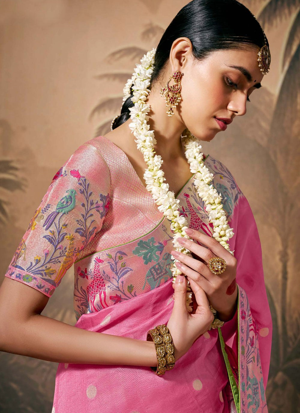 Classic Floral Printed Silk Saree - S8354