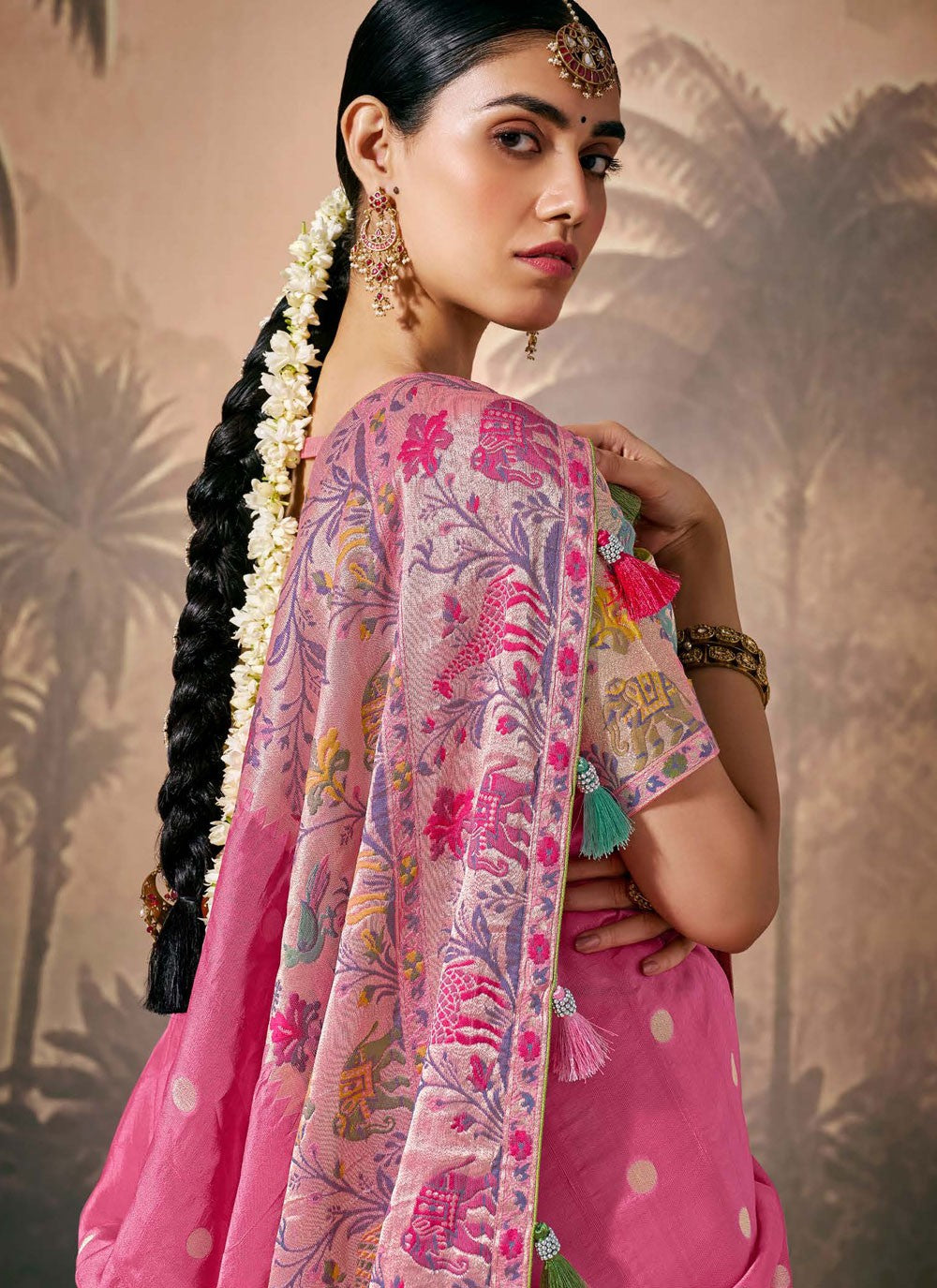 Classic Floral Printed Silk Saree - S8354