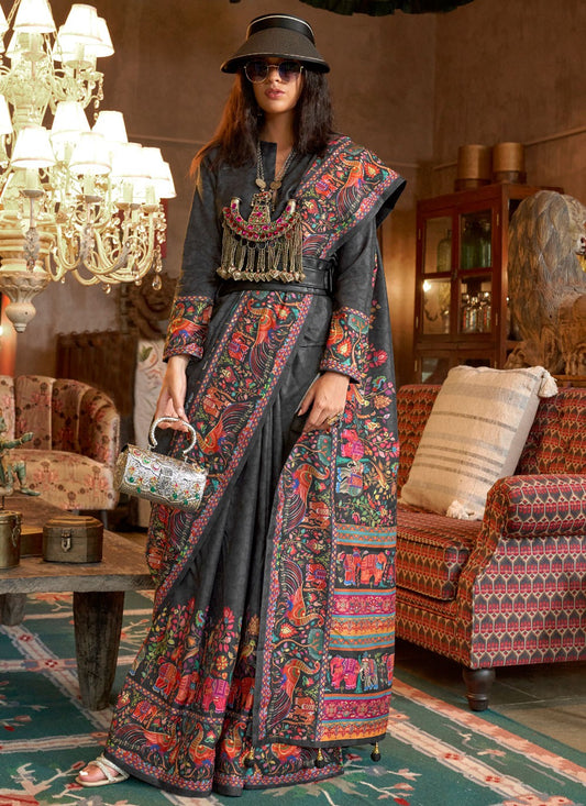 Grey Silk Classic Saree Printed S20332