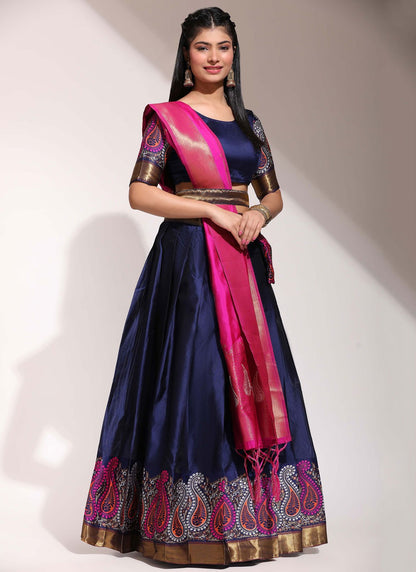 Printed Silk A - Line Lehenga - L2458