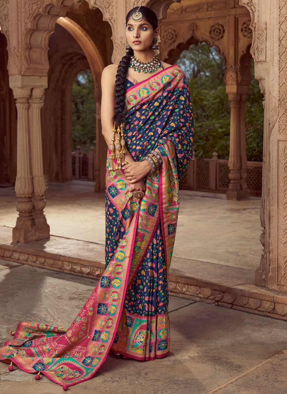 Teal Silk Classic Saree Printed S19688