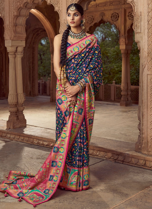 Teal Silk Classic Saree Printed S19688