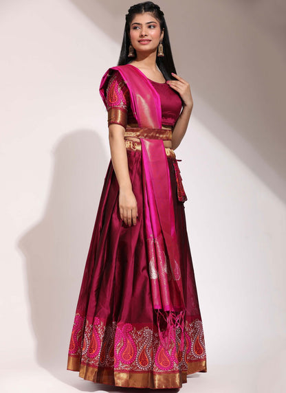 Printed Silk A - Line Lehenga - L2458
