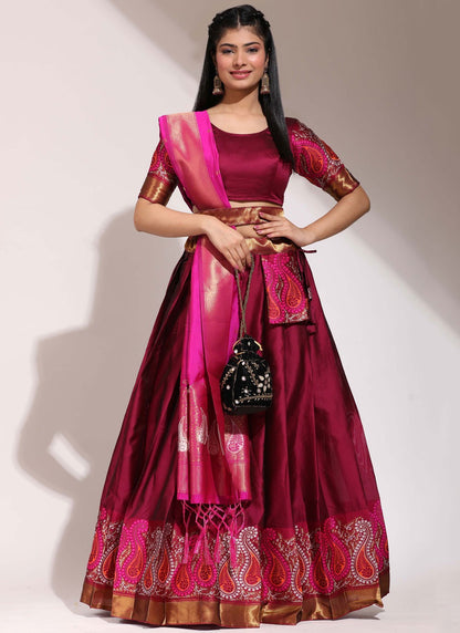 Printed Silk A - Line Lehenga - L2458