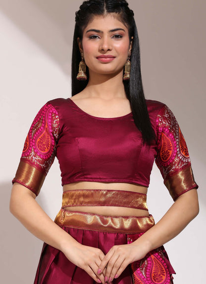 Printed Silk A - Line Lehenga - L2458