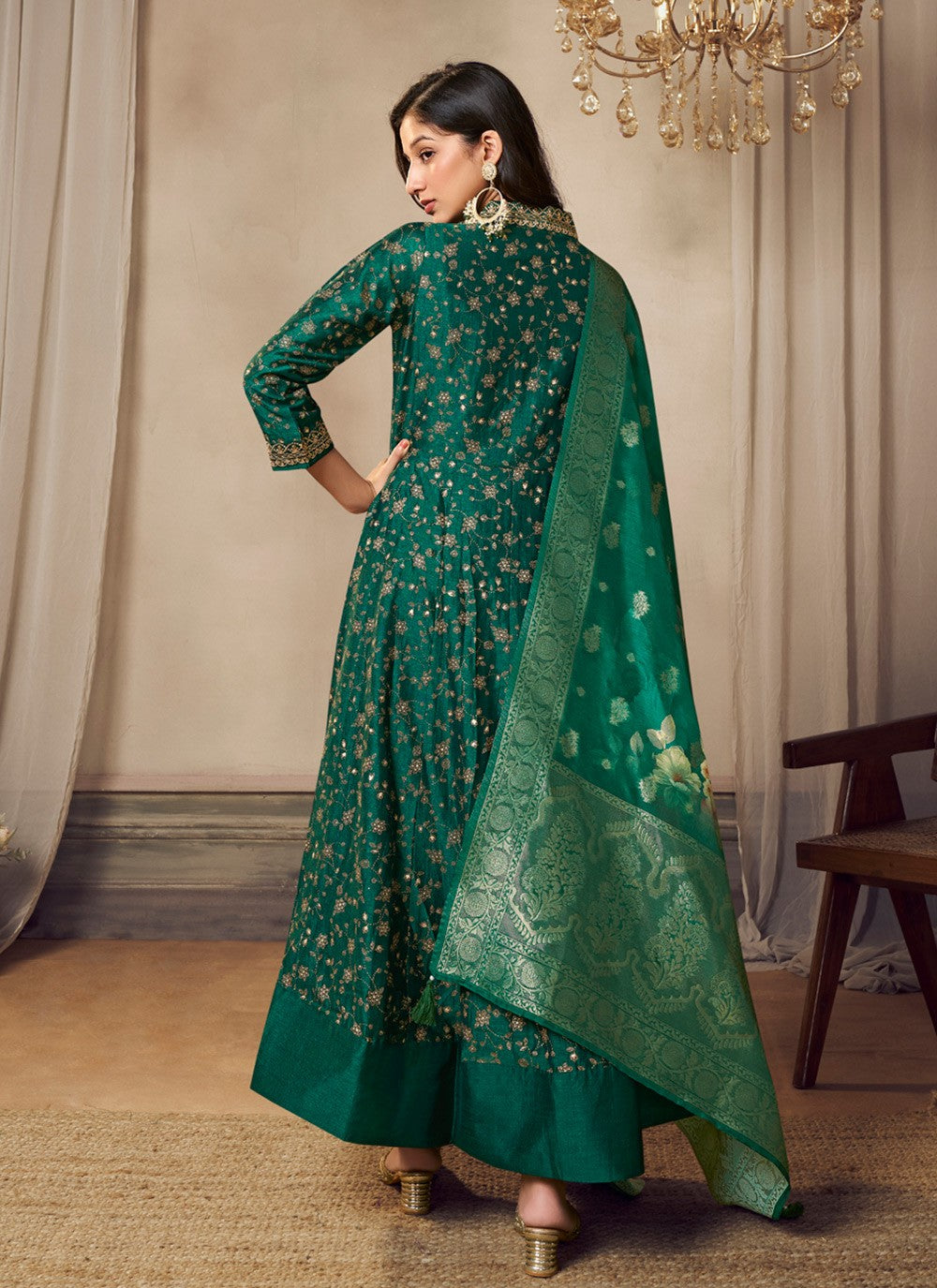 Embroidered Silk Anarkali - T4660