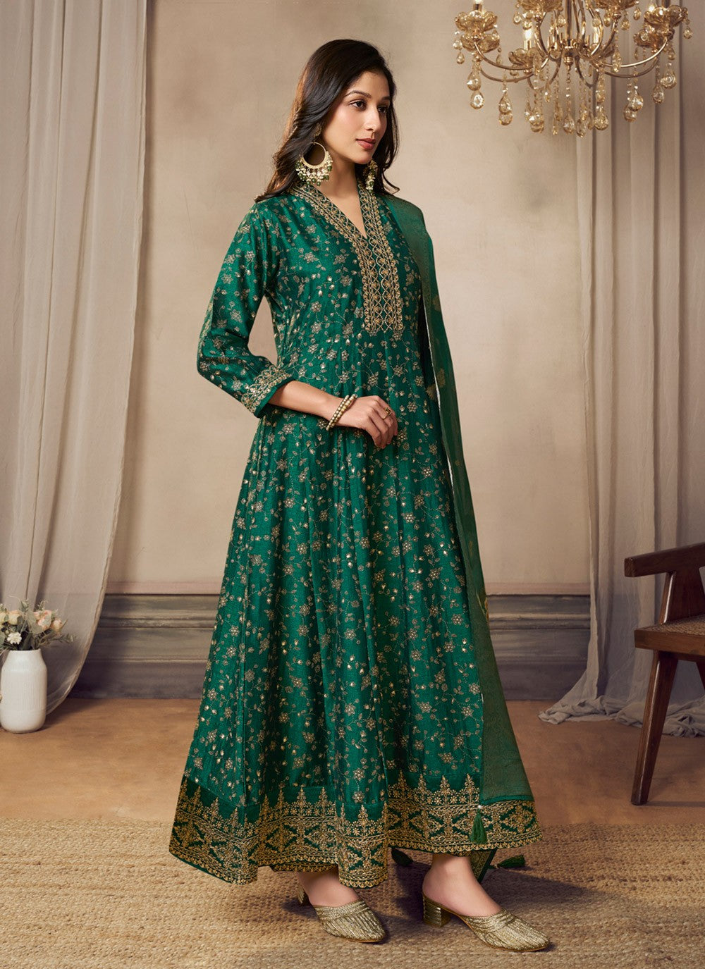 Embroidered Silk Anarkali - T4660