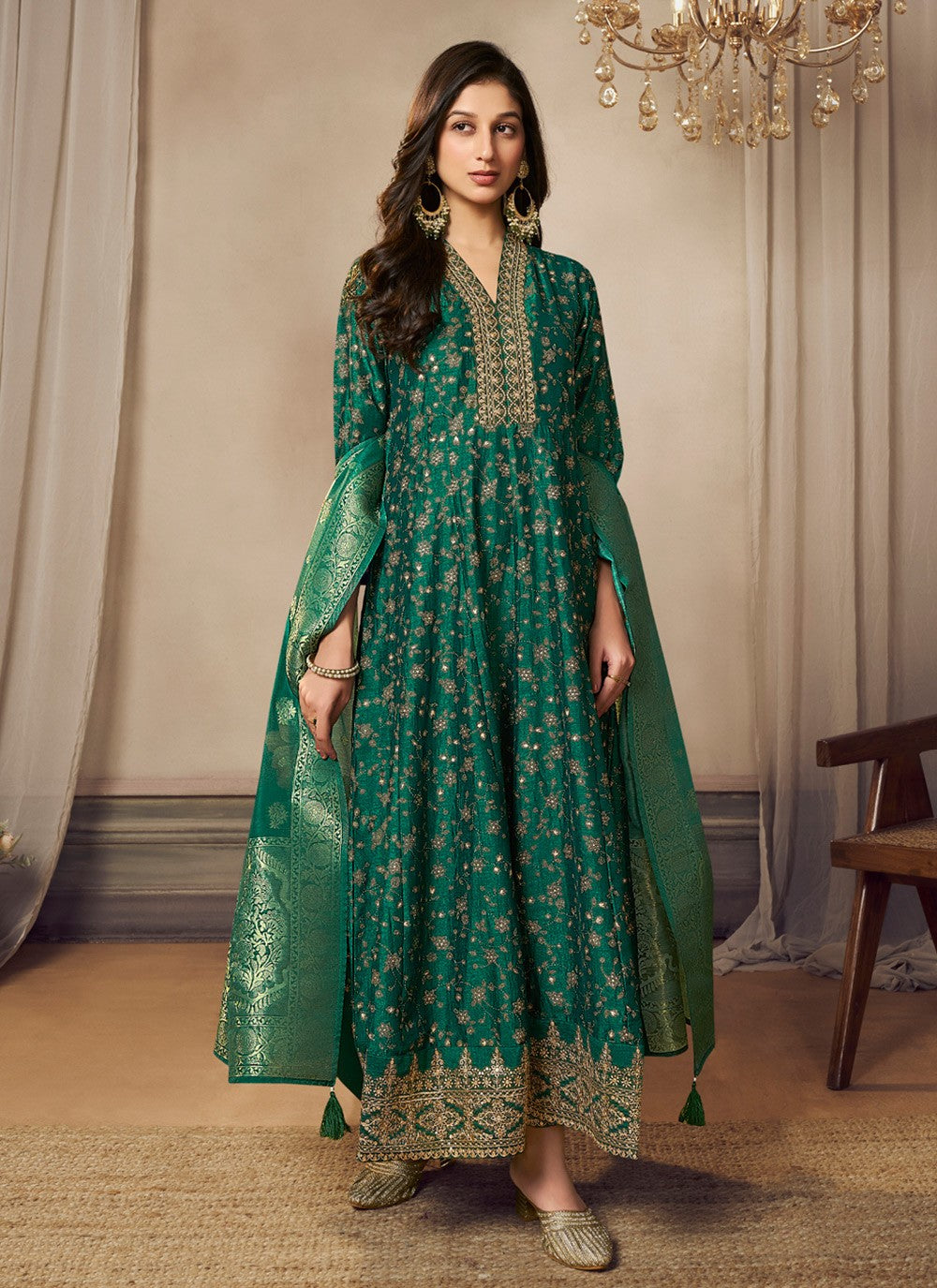 Embroidered Silk Anarkali - T4660