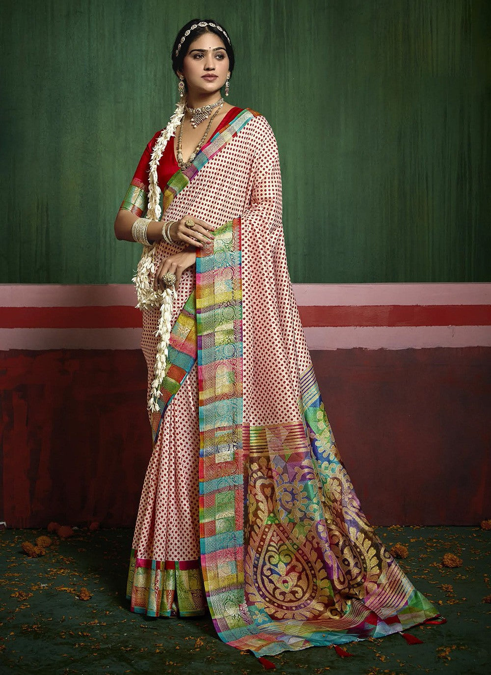 Cream Silk Classic Saree Printed S17187