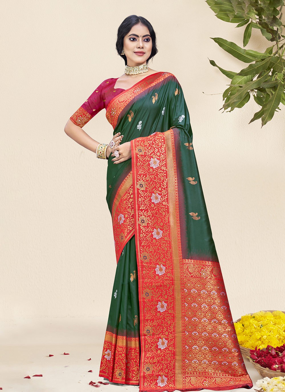 Classic Printed Silk Purple Saree - S11238