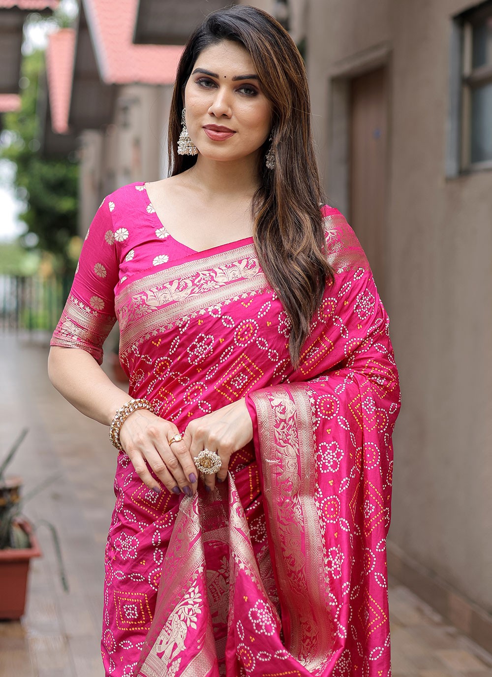 Classic Bandhej Silk Saree - S6919