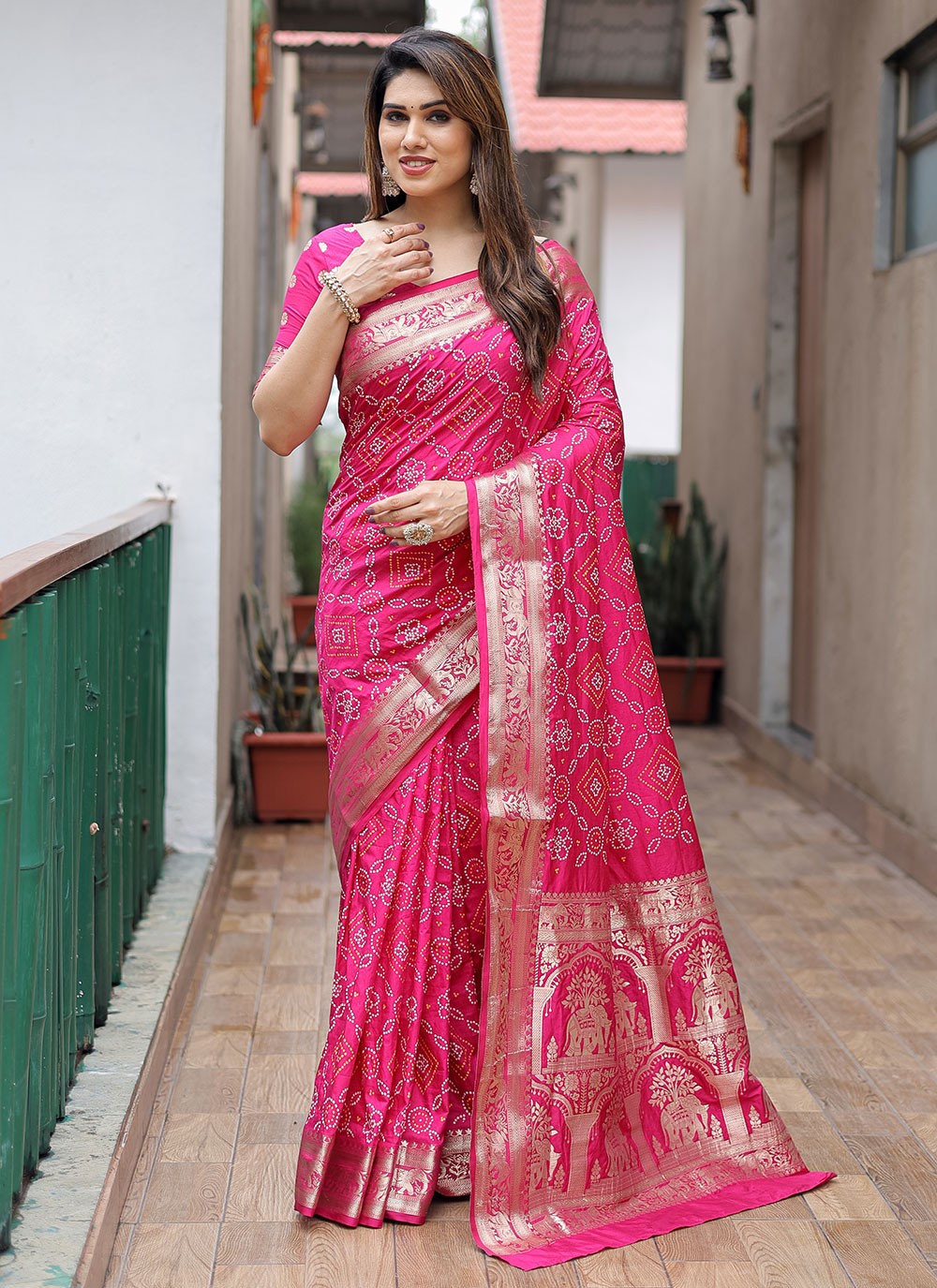 Classic Bandhej Silk Saree - S6919