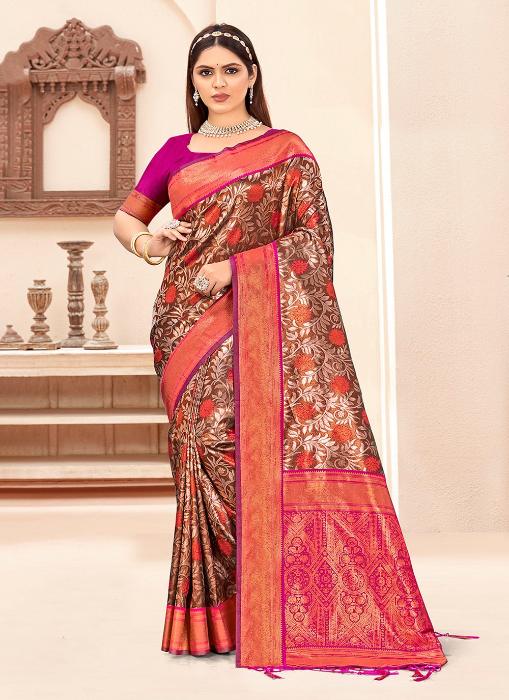 Classic Printed Silk Saree - S6599