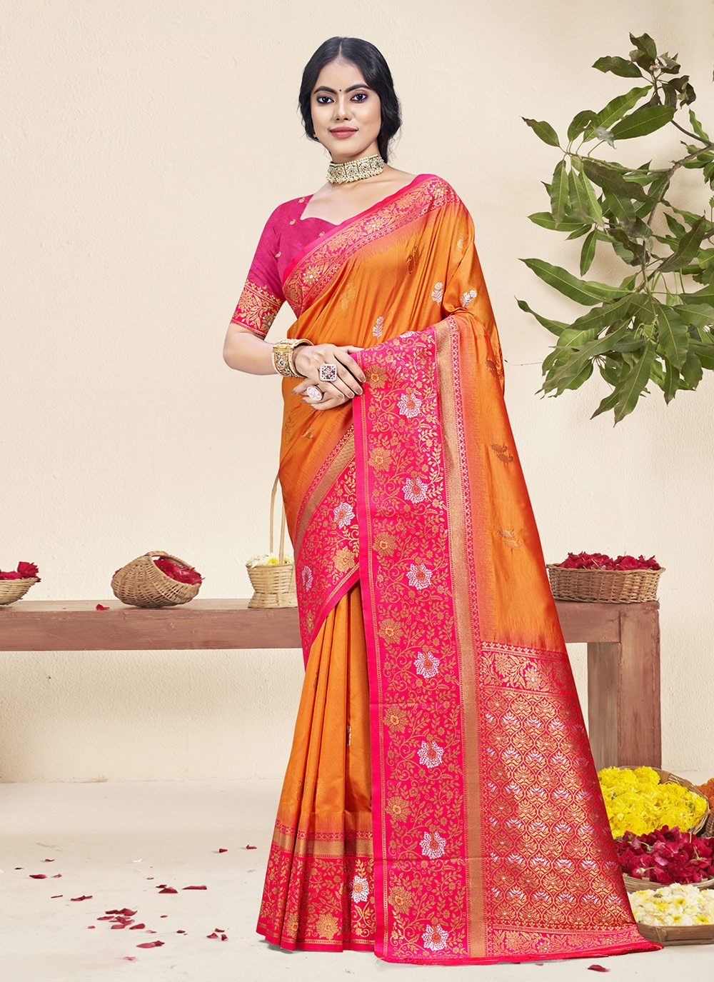 Classic Printed Silk Purple Saree - S11238