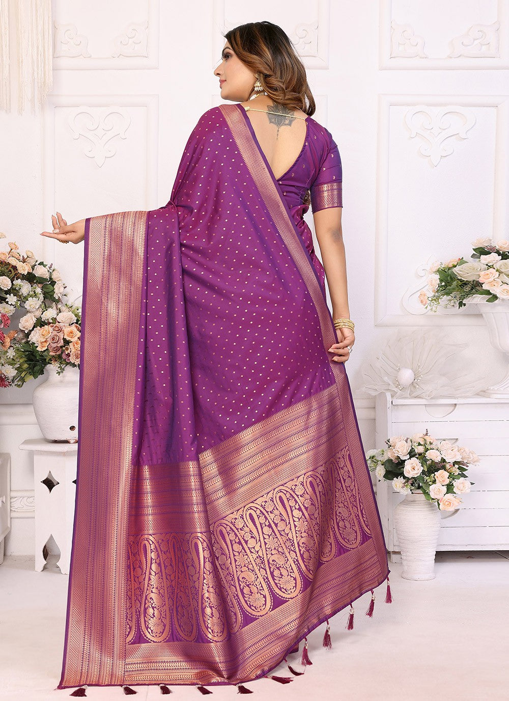 Woven Silk Purple Classic Saree S15091