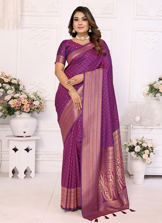 Woven Silk Purple Classic Saree S15091