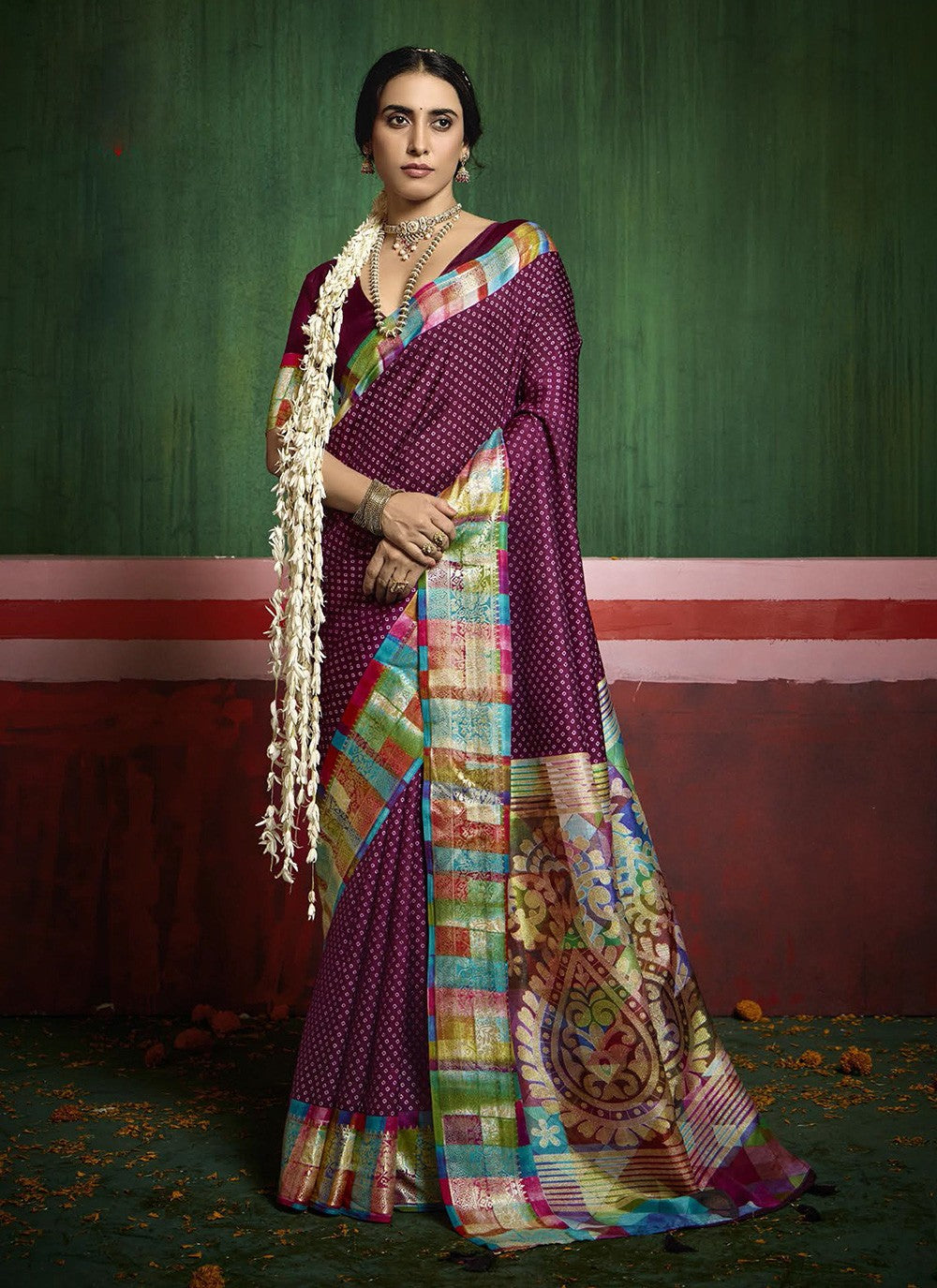 Purple Silk Classic Saree Printed S17184