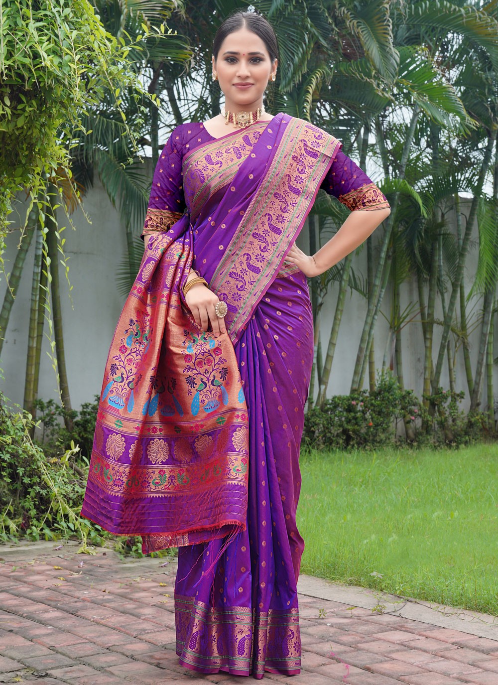 Contemporary Weaving Zari Purple Paithni S12645