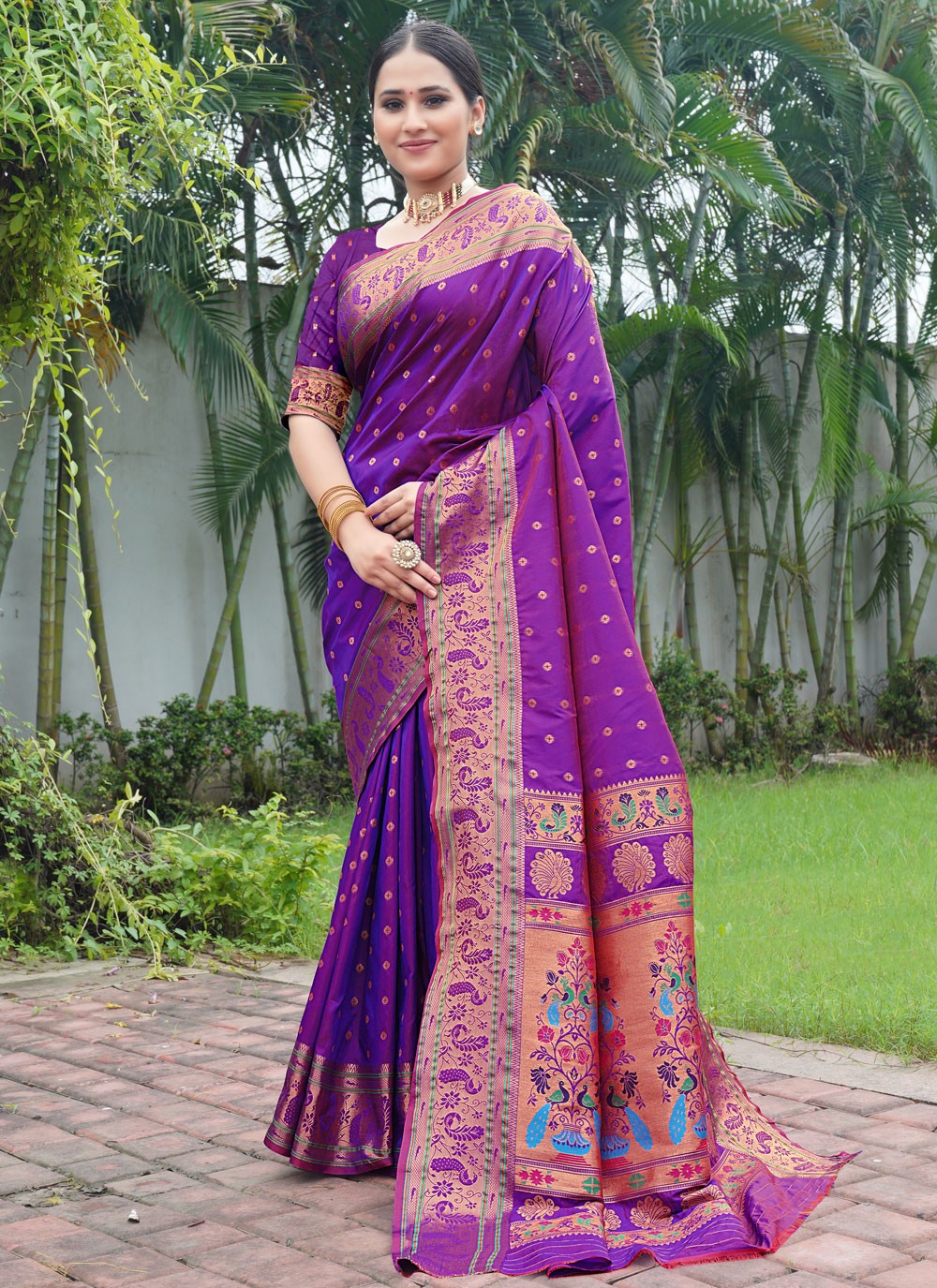 Contemporary Weaving Zari Purple Paithni S12645