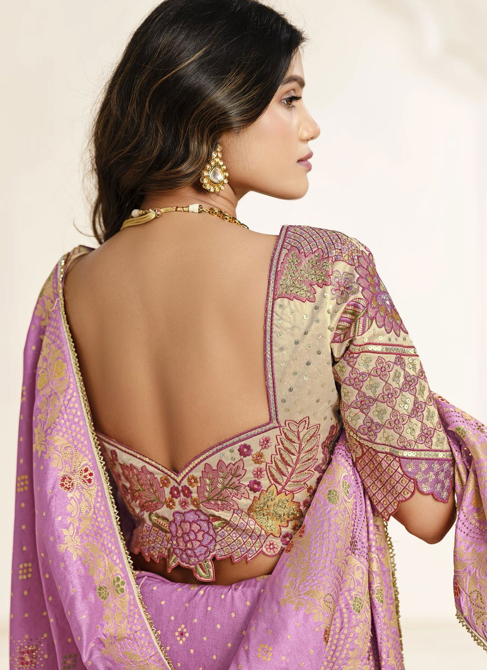Purple Silk Contemporary Saree Fancy Work, Weaving Zari, Zari S18847