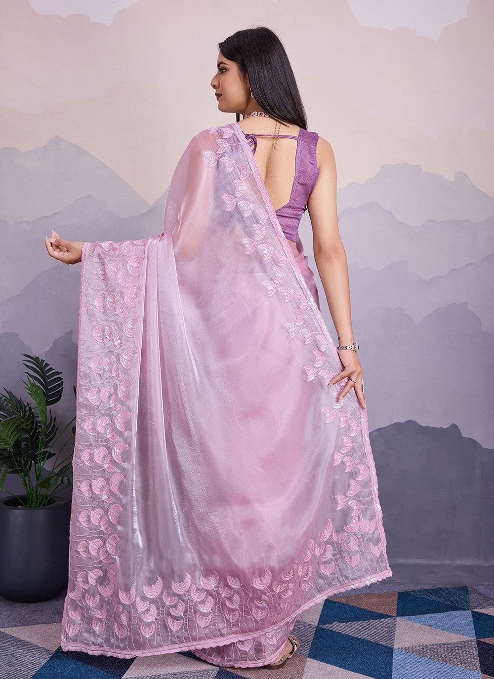 Traditional Embroidered Silk Saree - S8539