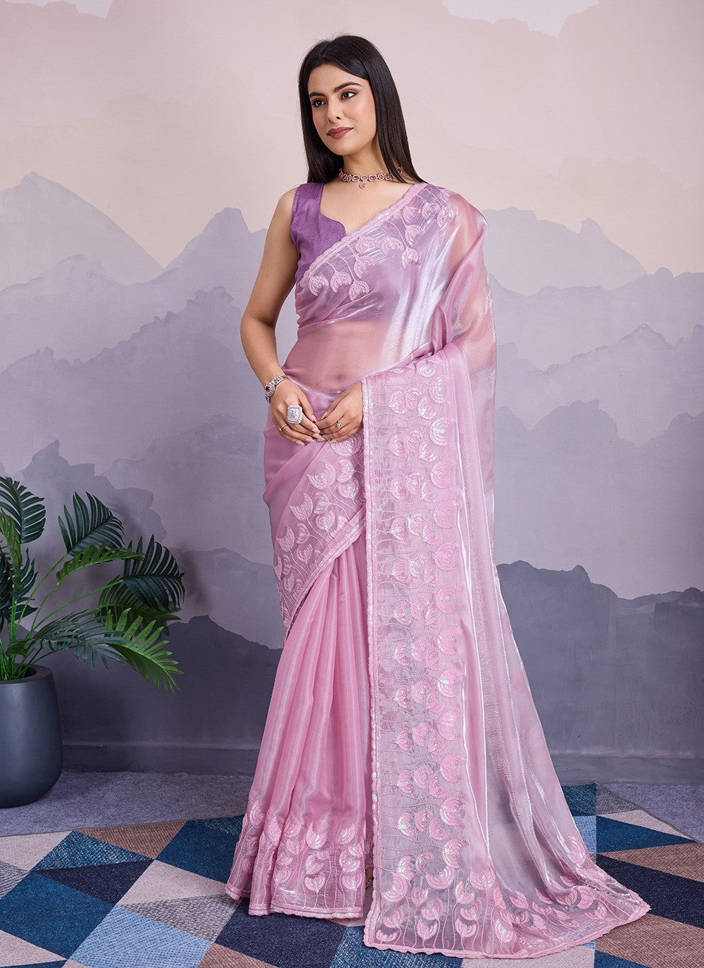 Traditional Embroidered Silk Saree - S8539