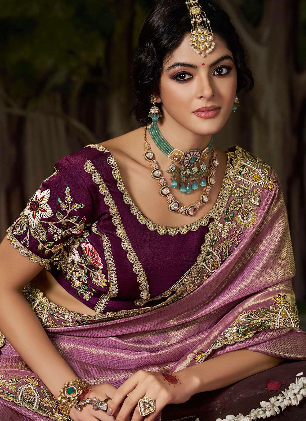 Purple Silk Trendy Saree Embroidered S20495