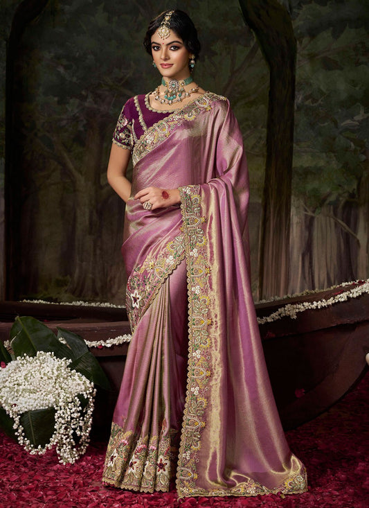 Purple Silk Trendy Saree Embroidered S20495