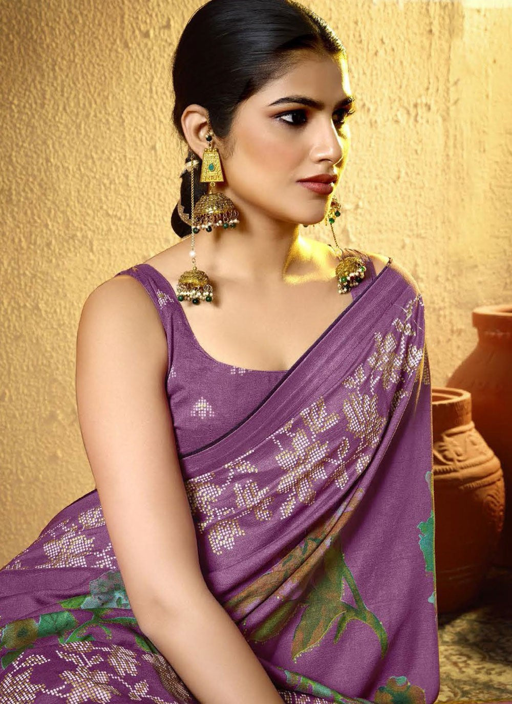 Purple Silk Classic Saree Printed S17105