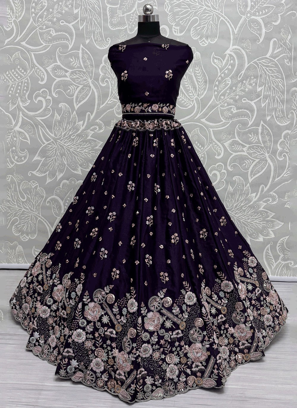 Embroidered Silk A - Line Lehenga - L2900