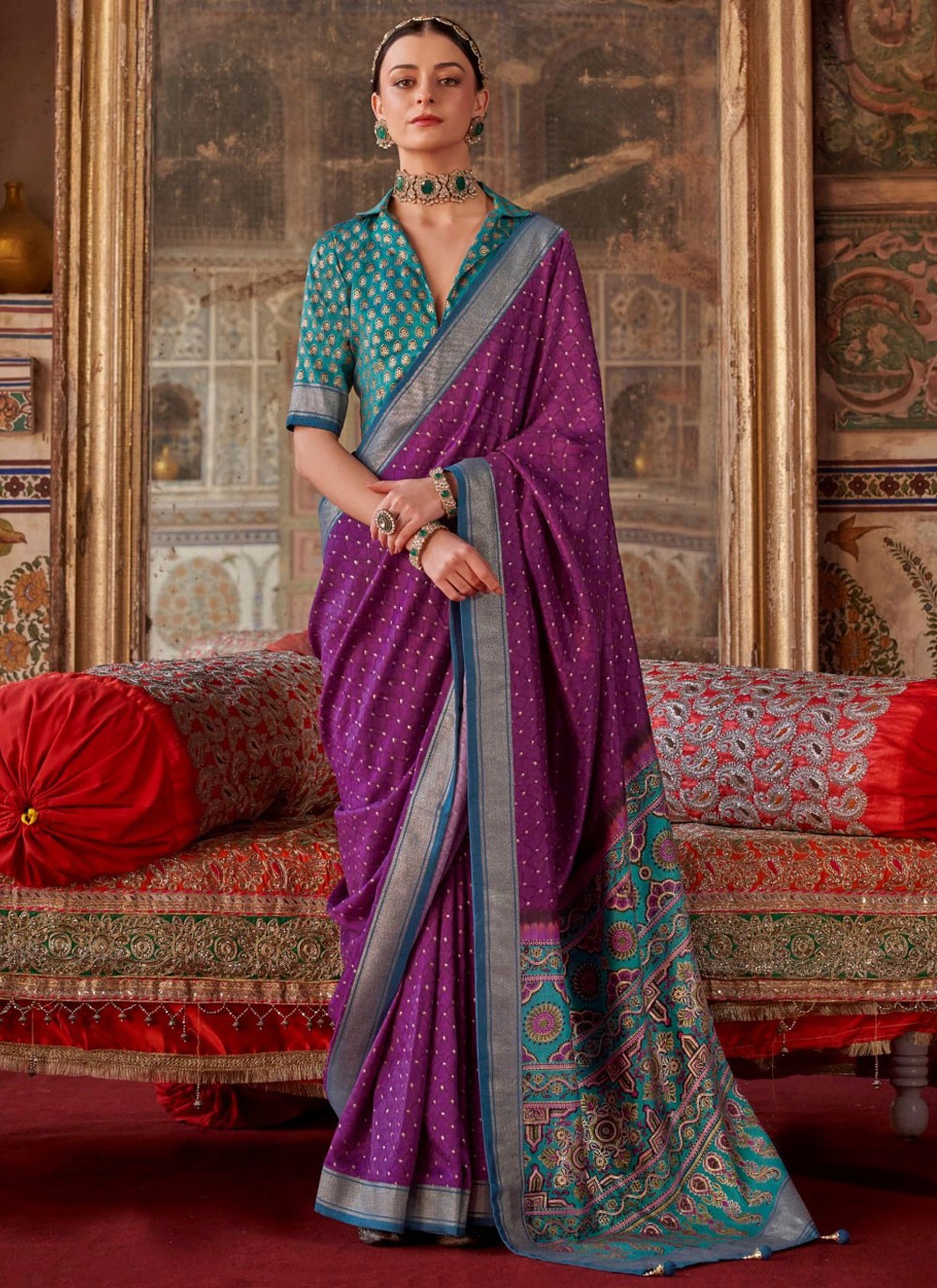 Trendy Saree Printed Purple Silk Saree S13692