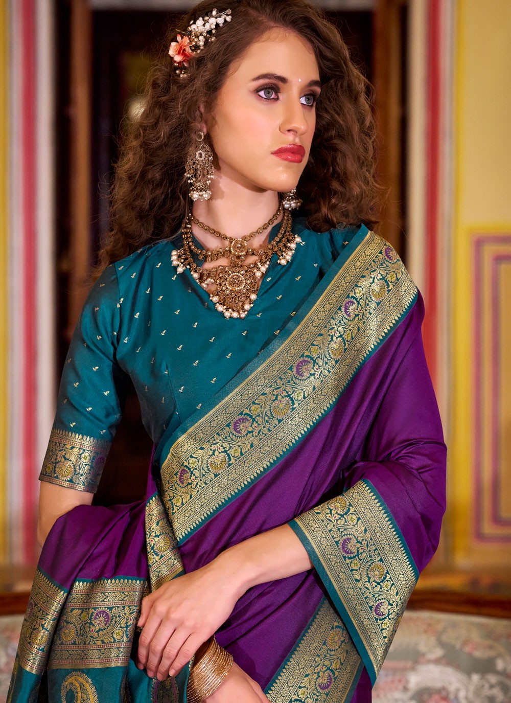 Purple Silk Classic Saree Weaving Zari S19088