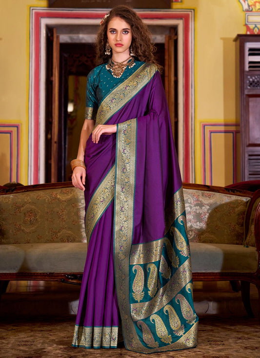 Purple Silk Classic Saree Weaving Zari S19088