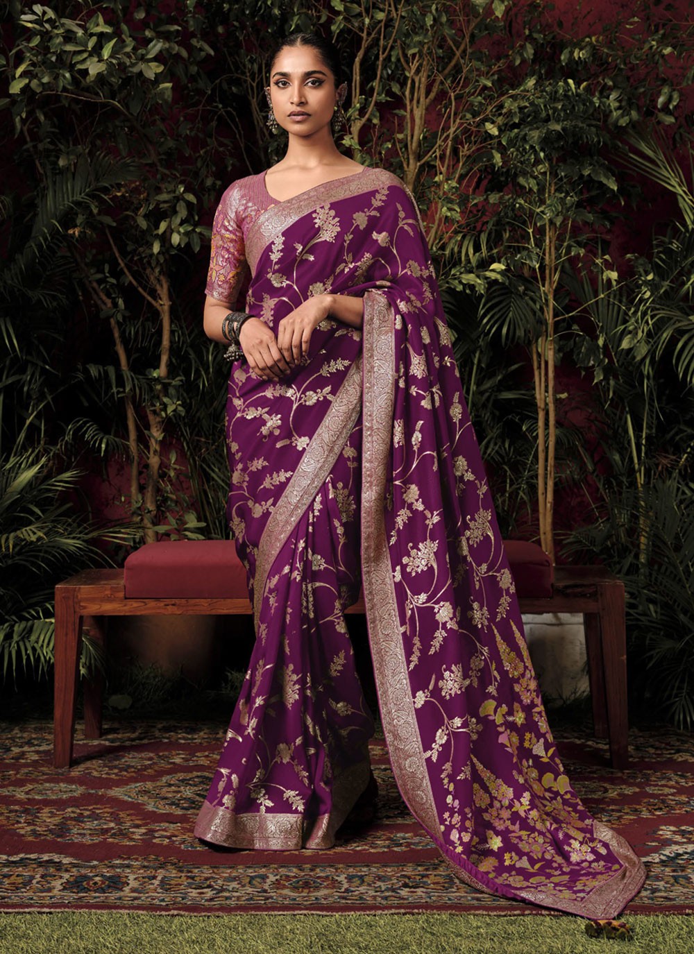 Classic Weaving Zari Silk, Viscose Saree - S4970