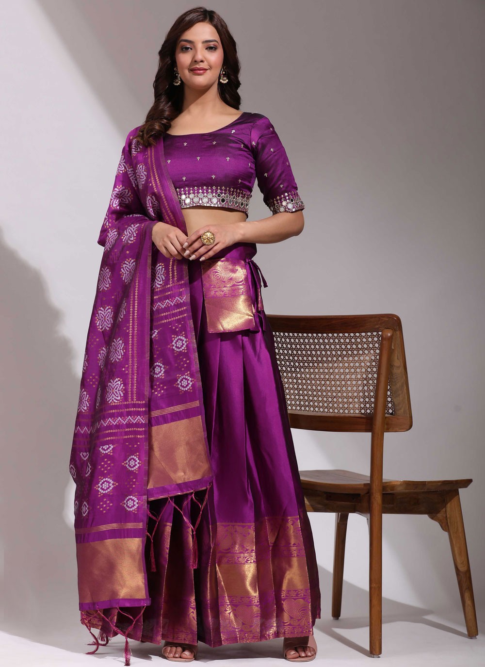 Woven Silk A - Line Lehenga - L2506