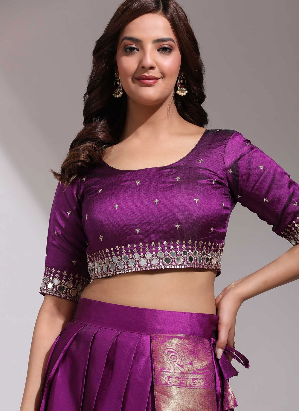 Woven Silk A - Line Lehenga - L2506