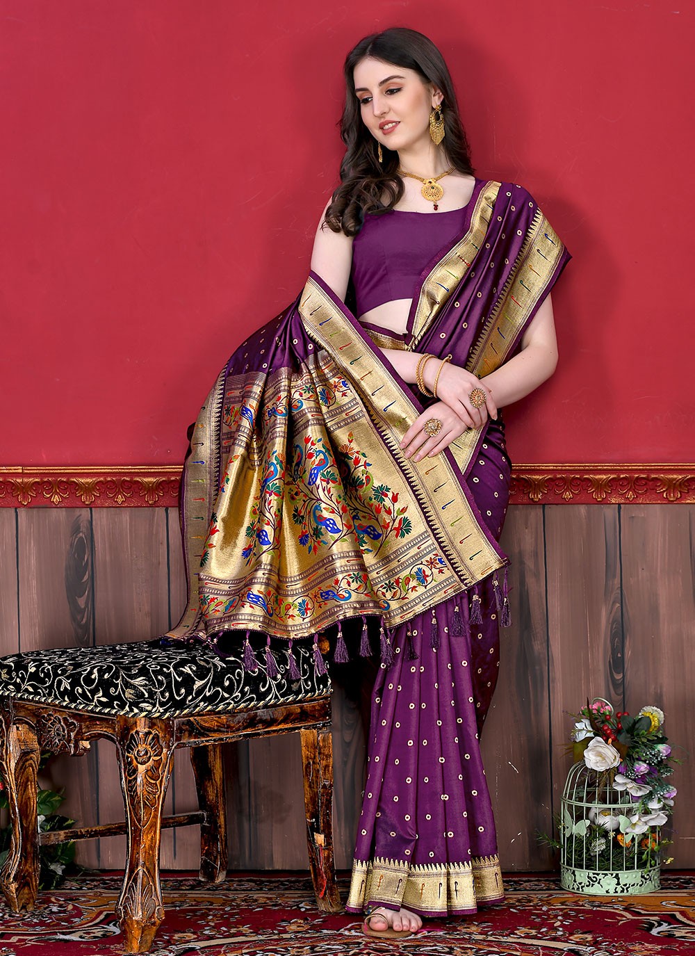 Classic Border Work Silk Saree - S2595