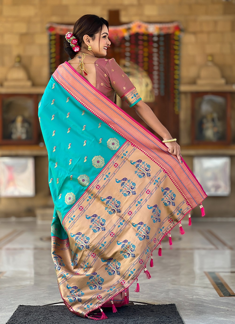 Rama Silk Trendy Saree Jacquard Work S16047