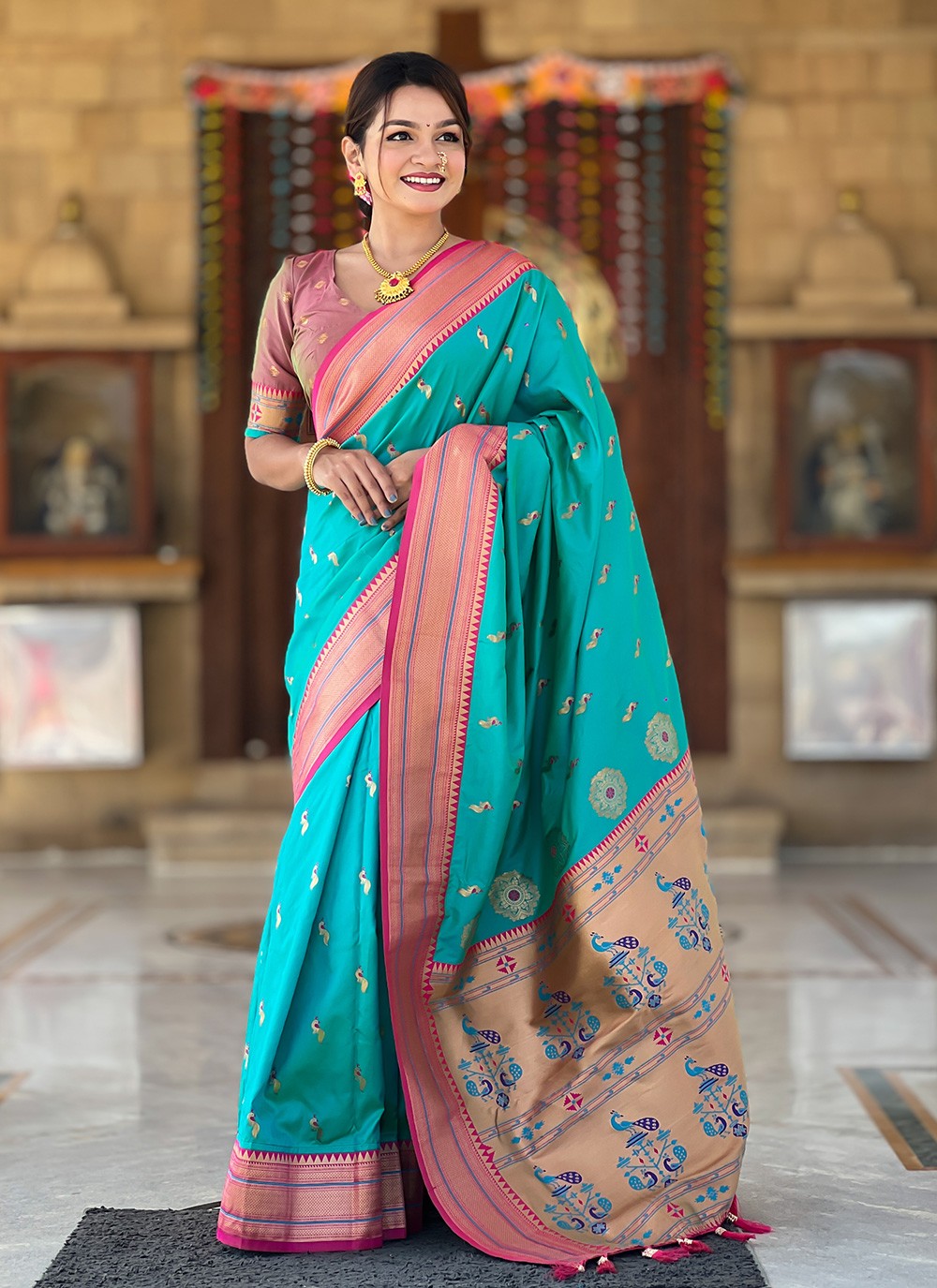 Rama Silk Trendy Saree Jacquard Work S16047
