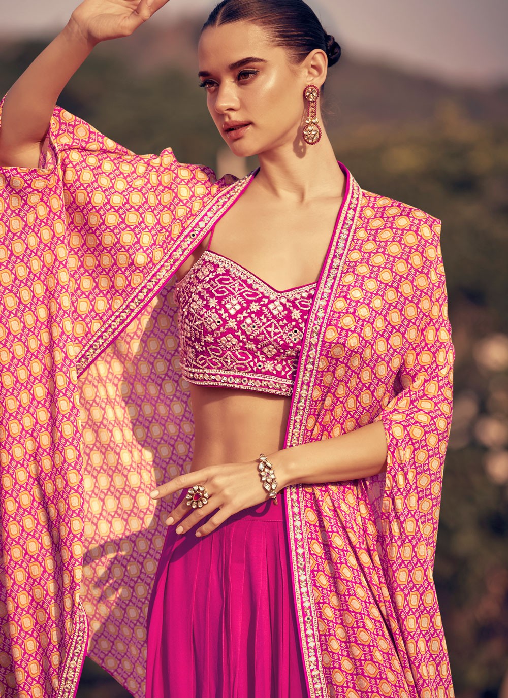 Plain Chinon, Silk Readymade Lehenga Choli - L2945