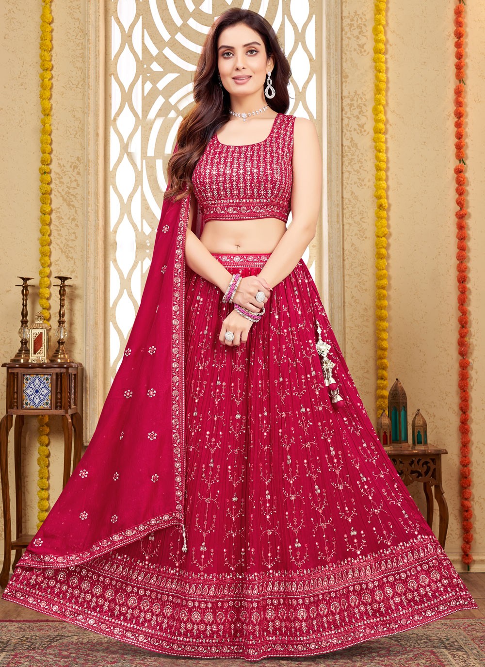 Embroidered Silk Readymade Lehenga Choli - L2660