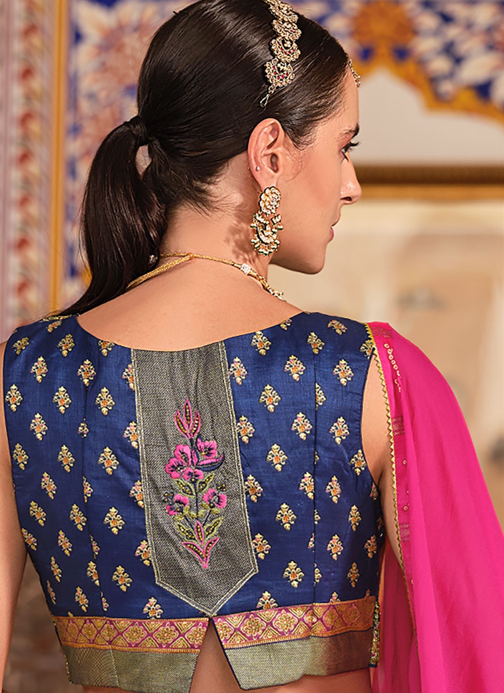 Foliage Prints Silk Pink Lehenga - L3280