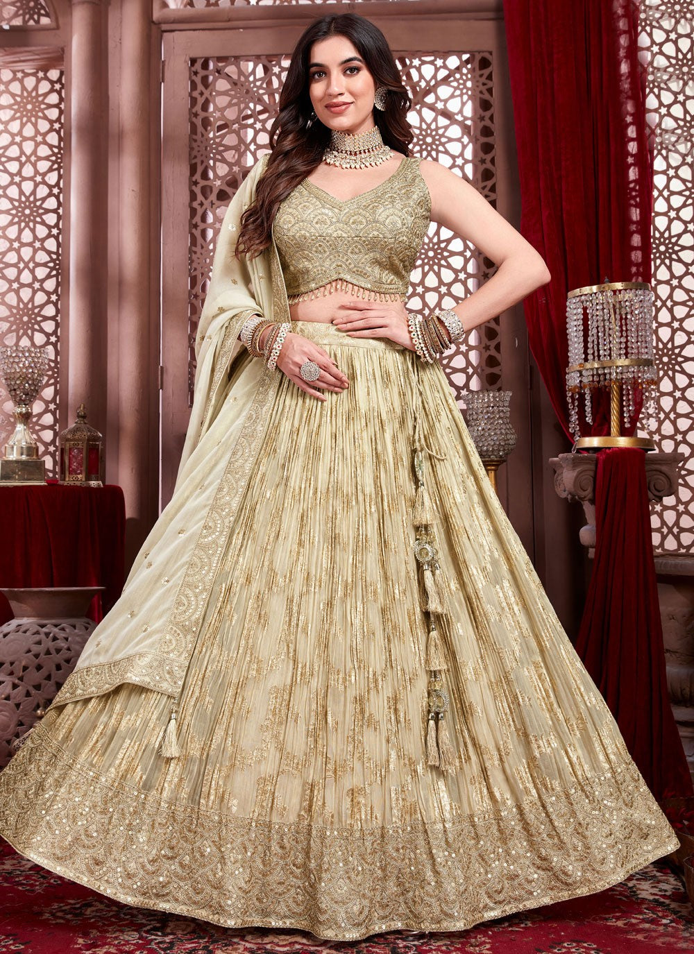 Embroidered Georgette Readymade Lehenga Choli - L2640
