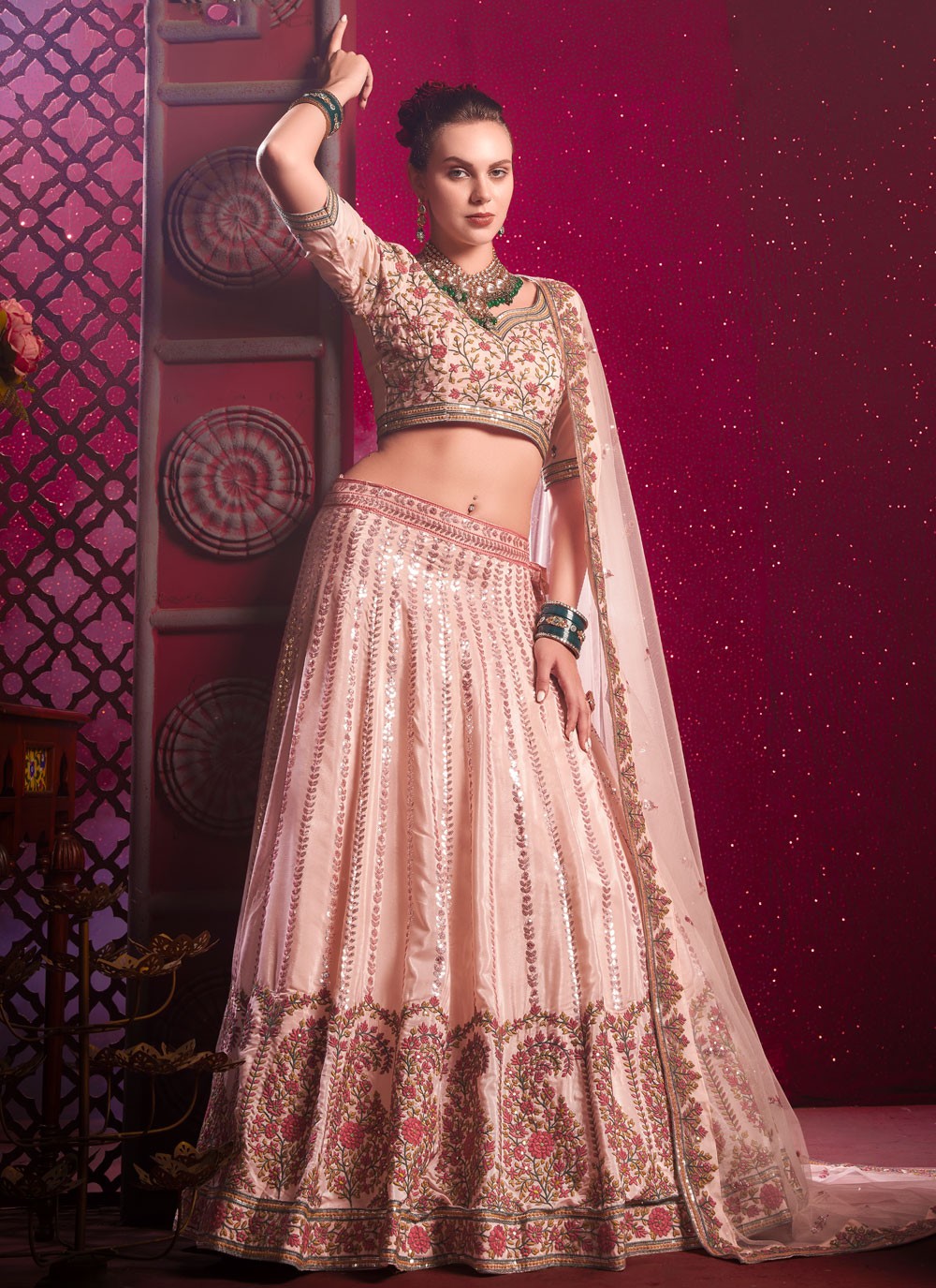 Embroidered Silk Readymade Lehenga Choli - L2211