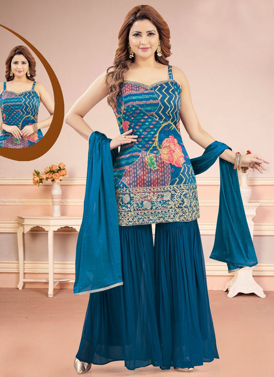 Salwar Suit Embroidered Morpeach Silk T5853