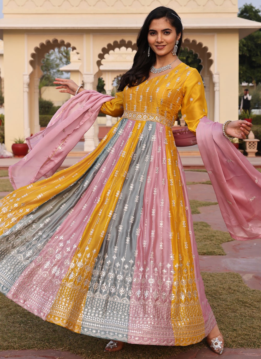 Salwar Suit Embroidered Multi Colour Rangoli T5866