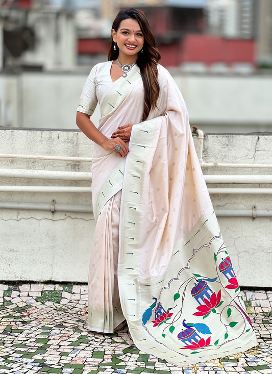 Pink Silk Contemporary Saree Woven, Zari S19443