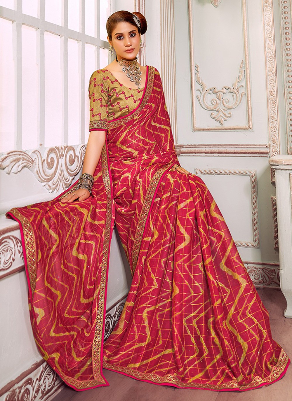 Classic Printed Silk Saree - S3189