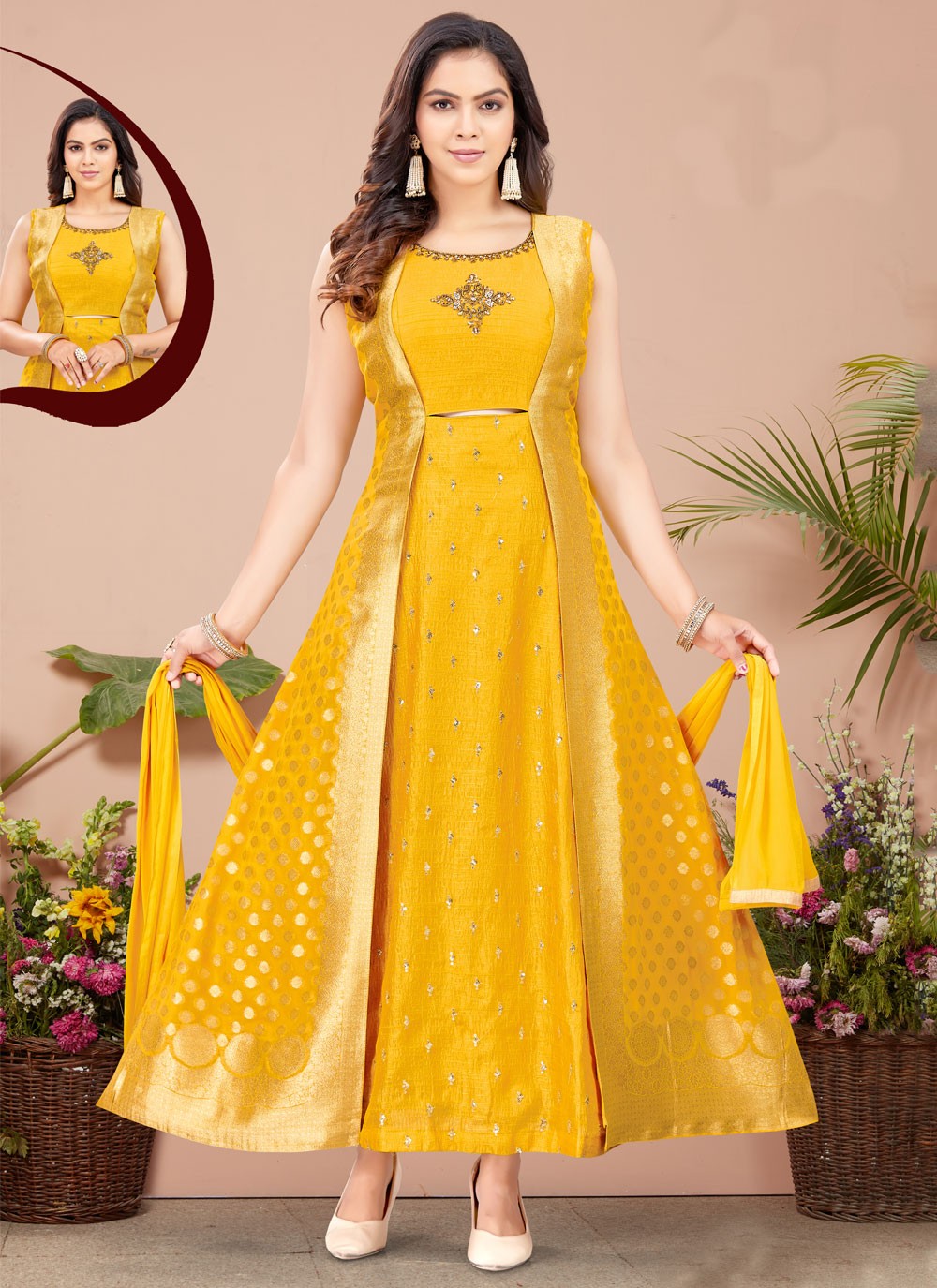 Embroidered Silk Gown - G1778