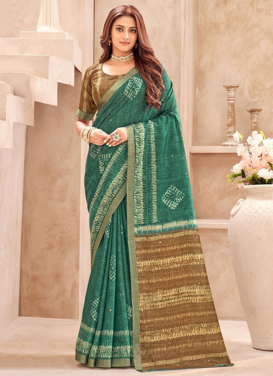 Sea Green Silk Classic Saree Printed S19913